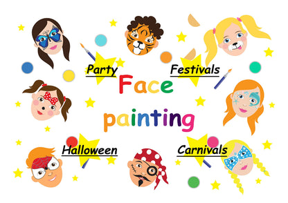 BOBISUKA Face Painting Kit for Kids - 16 Colors Water Based Body Face Paint Includes Brushes,Sponges,Glitters,Gem Sheet,Instructions,Stencils for Halloween Party Costume SFX Makeup - Available at All In One Marketplace Canada