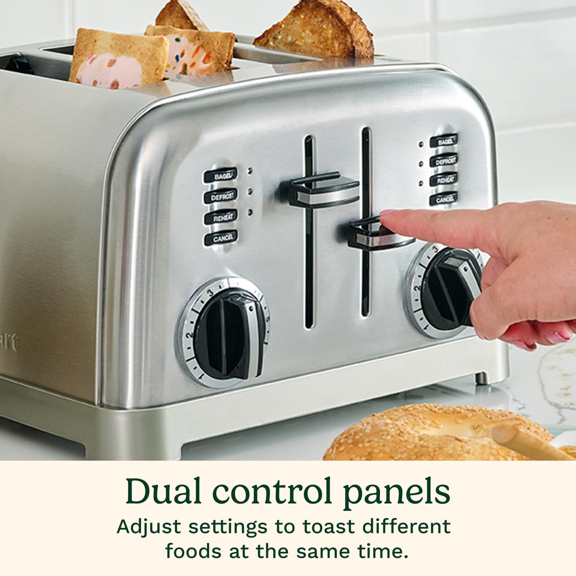Cuisinart 4-Slice Toaster, 6-browning Levels, Brushed Silver (CPT-180C) - Available at All In One Marketplace Canada