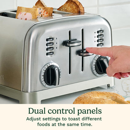 Cuisinart 4-Slice Toaster, 6-browning Levels, Brushed Silver (CPT-180C) - Available at All In One Marketplace Canada