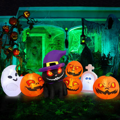 Danxilu 8FT Halloween Inflatables Outdoor Decorations Blow Up Pumpkin & Cat 🍁 All In One Marketplace Canada