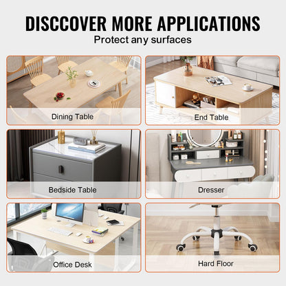VEVOR Plastic Table Cover, 40 x 60 Inch 2.0 mm Thick Clear Table Protector, Rectangle PVC Desk Mat, Waterproof & Easy Cleaning Desk Pad Tablecloth, for Office Dresser Dining Room Table Night Stand VEVOR