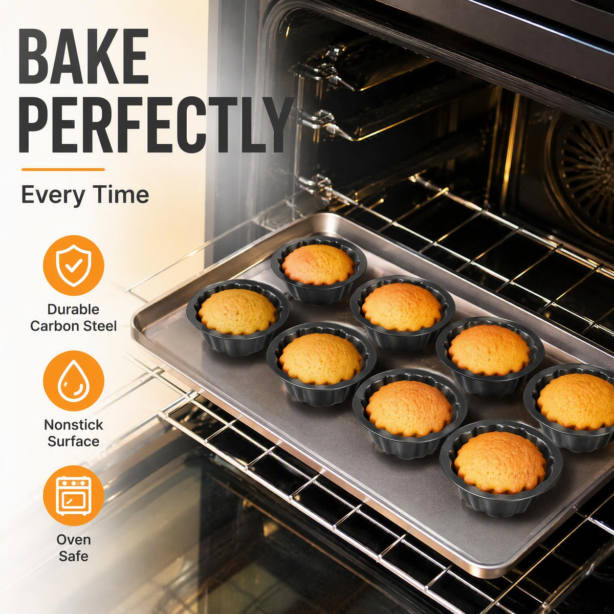 ZENFUN 10 Pcs Mini Flan Molds Pan, 4 Inches Fluted Cake Pan Nonstick, Carbon Steel Mini Flan Molds Pans, Cake Pans Reusable Tube Oven Baking Mold for Cupcake, Bread, Bavarois, Brownie 🍁 All In One Marketplace Canada