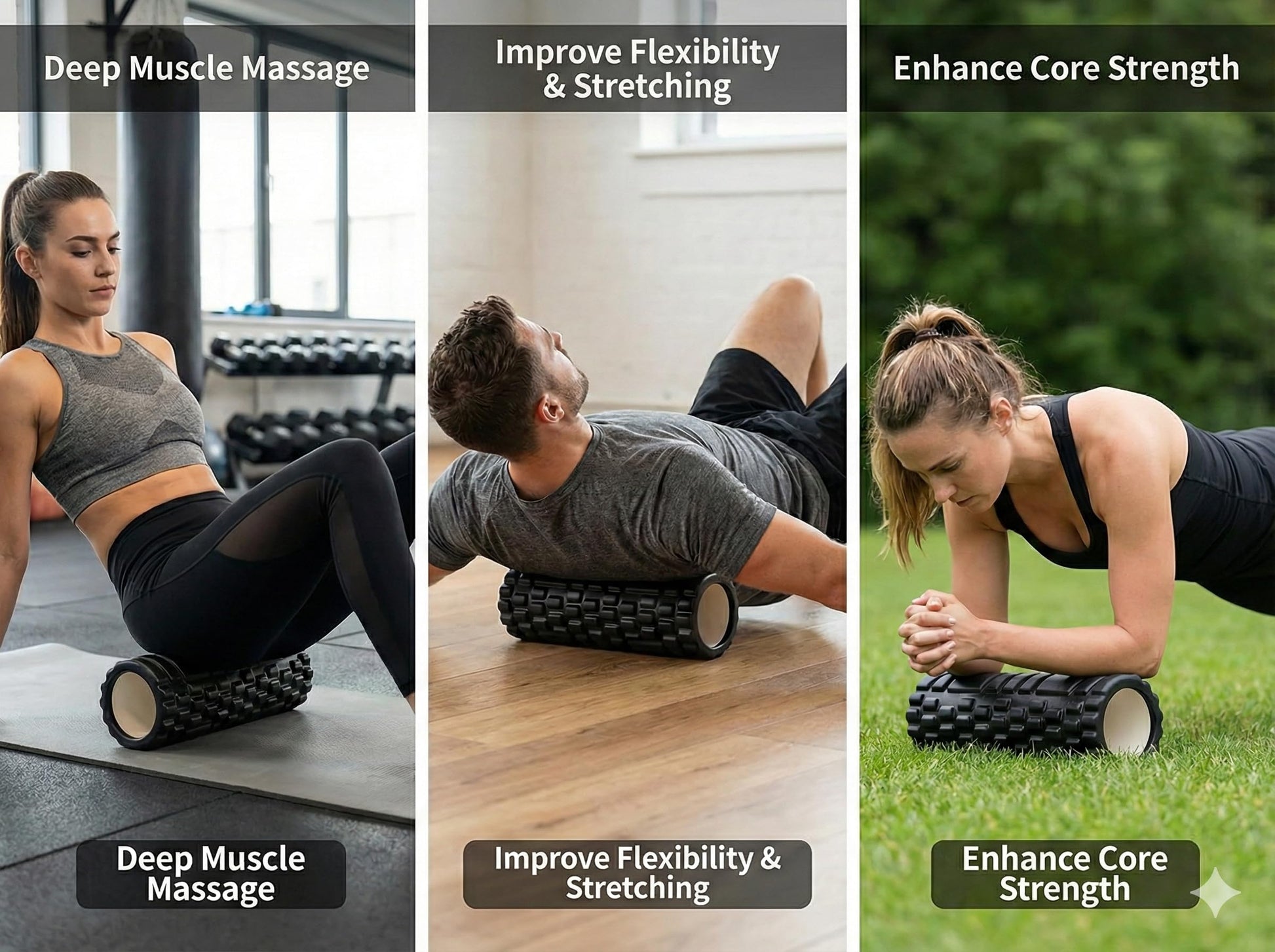 Kunova 13" Deep Tissue Grid Yoga Fitness EVA Massage Foam Roller with Carrying Bag Medium Density Deep Tissue Massager for Muscle Massage and Myofascial Trigger Point Release - Available at All In One Marketplace Canada
