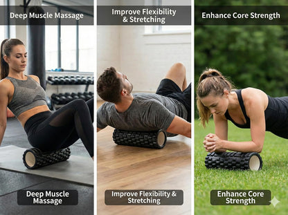 Kunova 13" Deep Tissue Grid Yoga Fitness EVA Massage Foam Roller with Carrying Bag Medium Density Deep Tissue Massager for Muscle Massage and Myofascial Trigger Point Release - Available at All In One Marketplace Canada