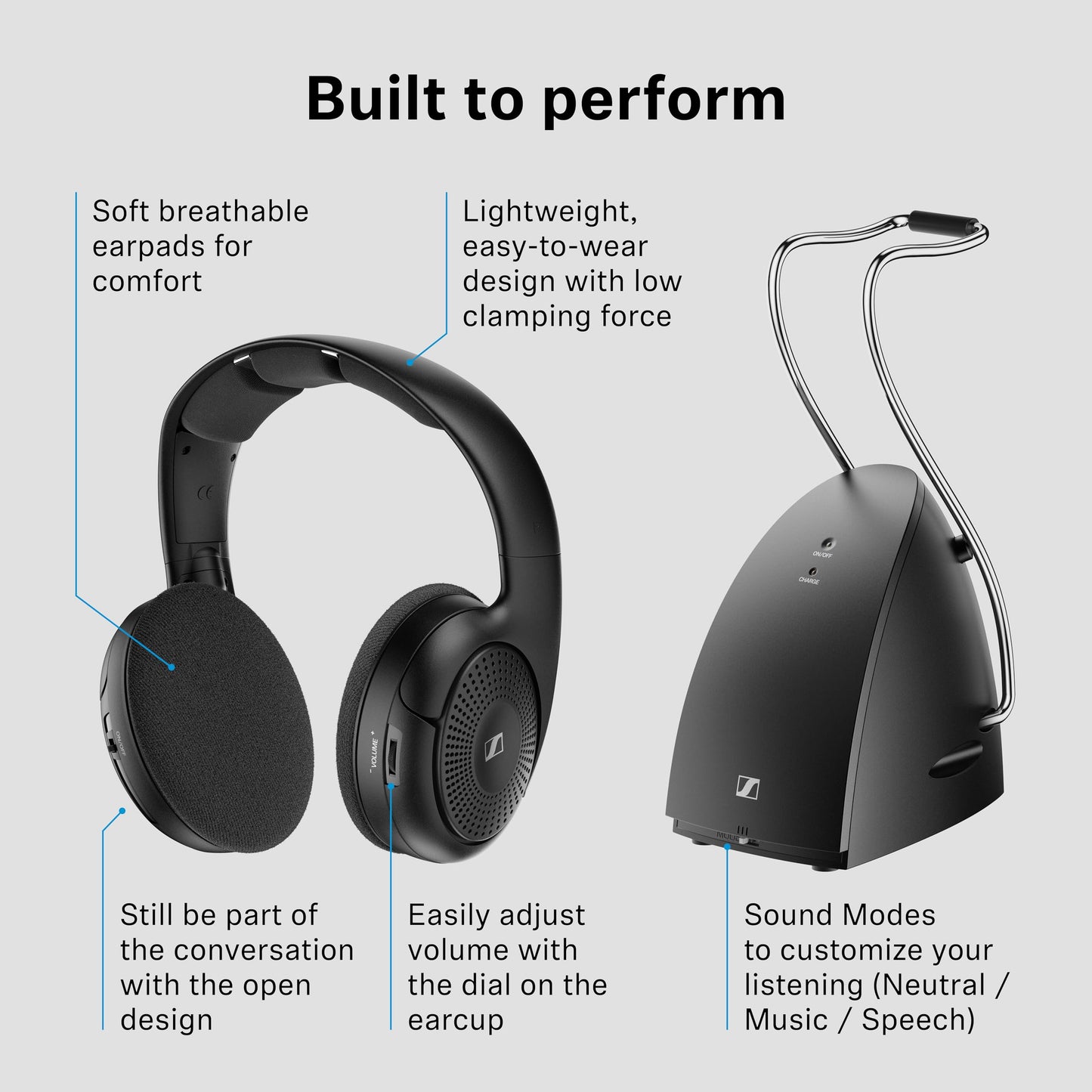 Sennheiser RS 120-W On-Ear Wireless Headphones, Transmitter/Charger Combo Sennheiser