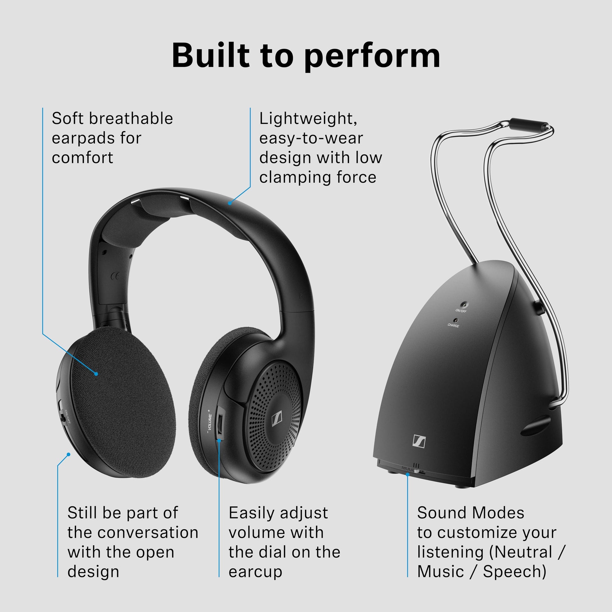 Sennheiser RS 120-W On-Ear Wireless Headphones, Transmitter/Charger Combo Sennheiser