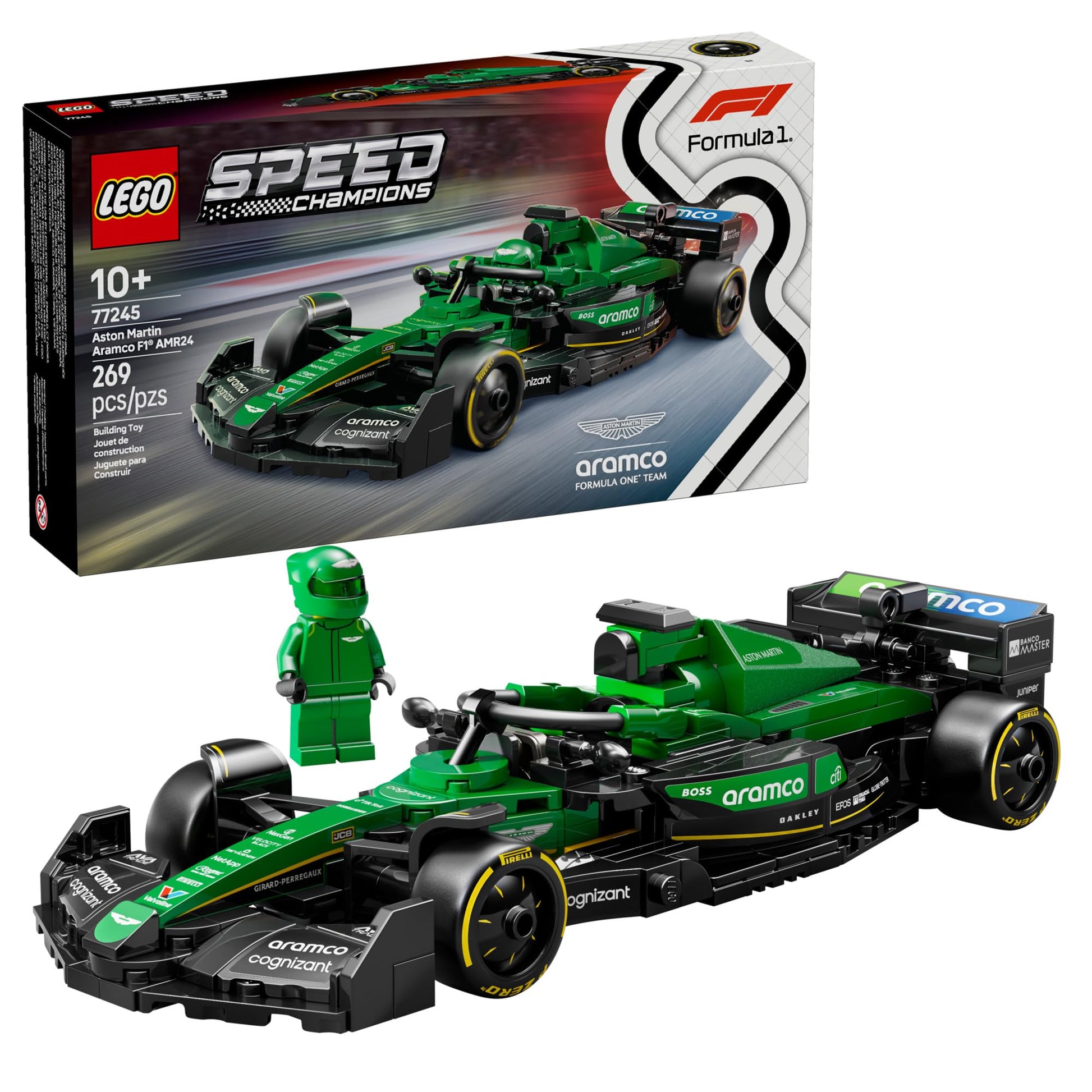 EGO Speed Champions Aston Martin Aramco F1 AMR24 Race Car Toy - Building Set for Kids, Boys & Girls, Ages 10+ - Toy Car for F1 Fans - Gift Idea for Birthday - 77245