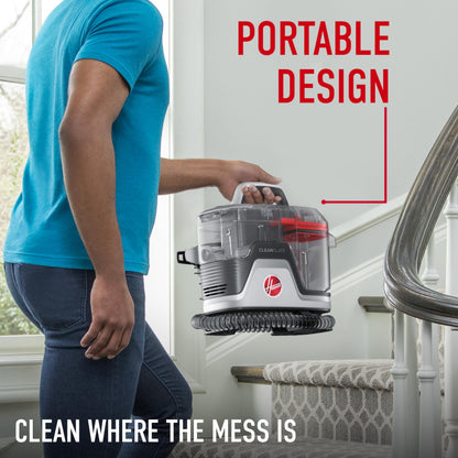 Hoover CleanSlate FH14000V Portable Carpet and Upholstery Spot Cleaner Machine with Dual Tank Technology, 40 oz Capacity, 7 Inch WidePath Tool, Pet Stain Remover, Red - Available at All In One Marketplace Canada