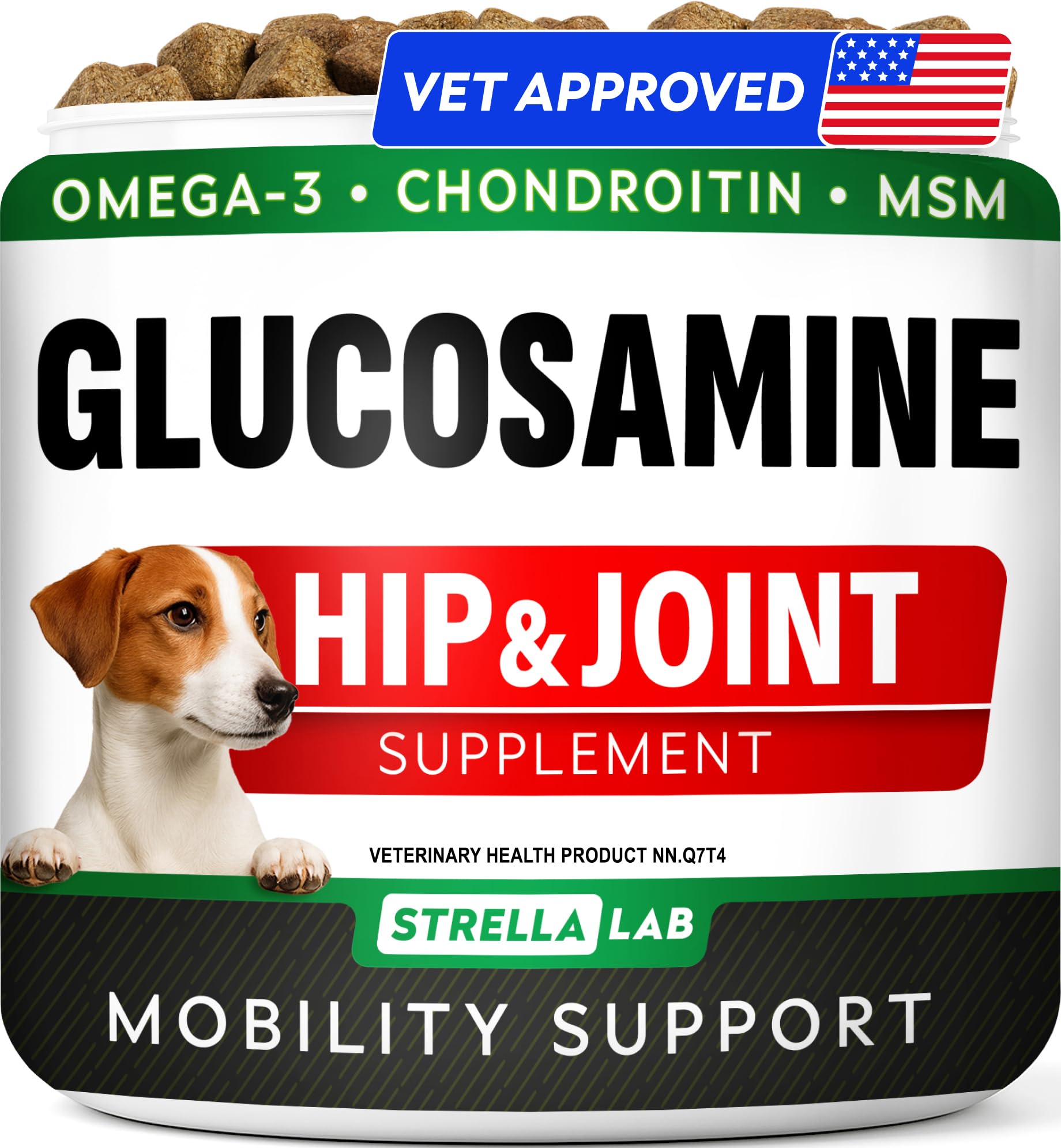 Glucosamine for Dogs w/Chondroitin - Hip & Joint Supplement for Dogs - MSM, Omega to Improve Mobility & Energy - Natural Joint Pain Relief - 120 Chews (Chicken)