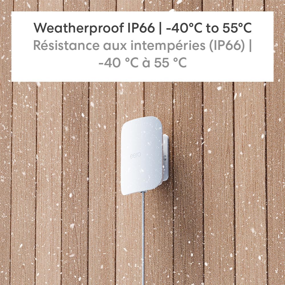 Amazon eero Outdoor 7 dual-band mesh wifi router (newest model), Weatherproof rating of IP66, Coverage up to 1,390 m² outdoors, 1-pack, Includes 30W PoE+ adaptor