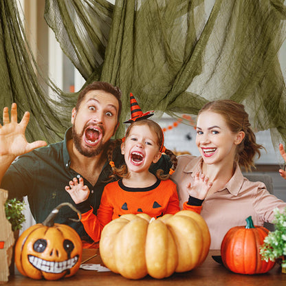 RunNico 400" x 71" Halloween Creepy Cloth - Spooky Gauze Fabric - Green - Halloween Pattern - Stretchable - Polyester - Hand Wash Only - Outdoor-Holiday Decorations 🍁 All In One Marketplace Canada