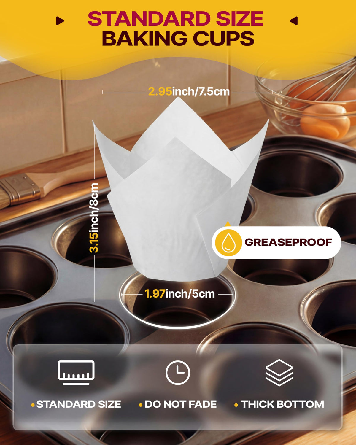 Katbite Tulip Cupcake Liners 200PCS, Muffin Baking Cupcake Liners Holders, Baking Cups, Cupcake Wrapper for Party, Wedding, Birthday, Christmas Cupcake Liners 🍁 All In One Marketplace Canada