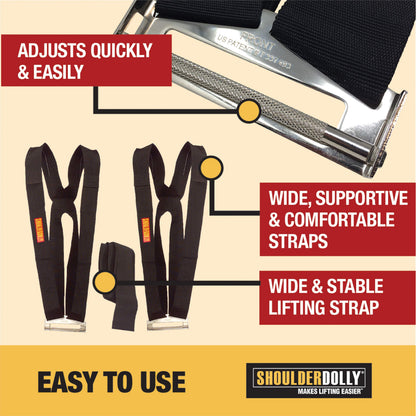 SHOULDER DOLLY Moving Straps - Lifting Strap for 2 Movers - Move, Lift, Carry, And Secure Furniture, Appliances, Heavy, Bulky Objects Safely, Efficiently, More Easily Like The Pros - Essential Moving Supplies - LD1000 🍁 All In One Marketplace Canada