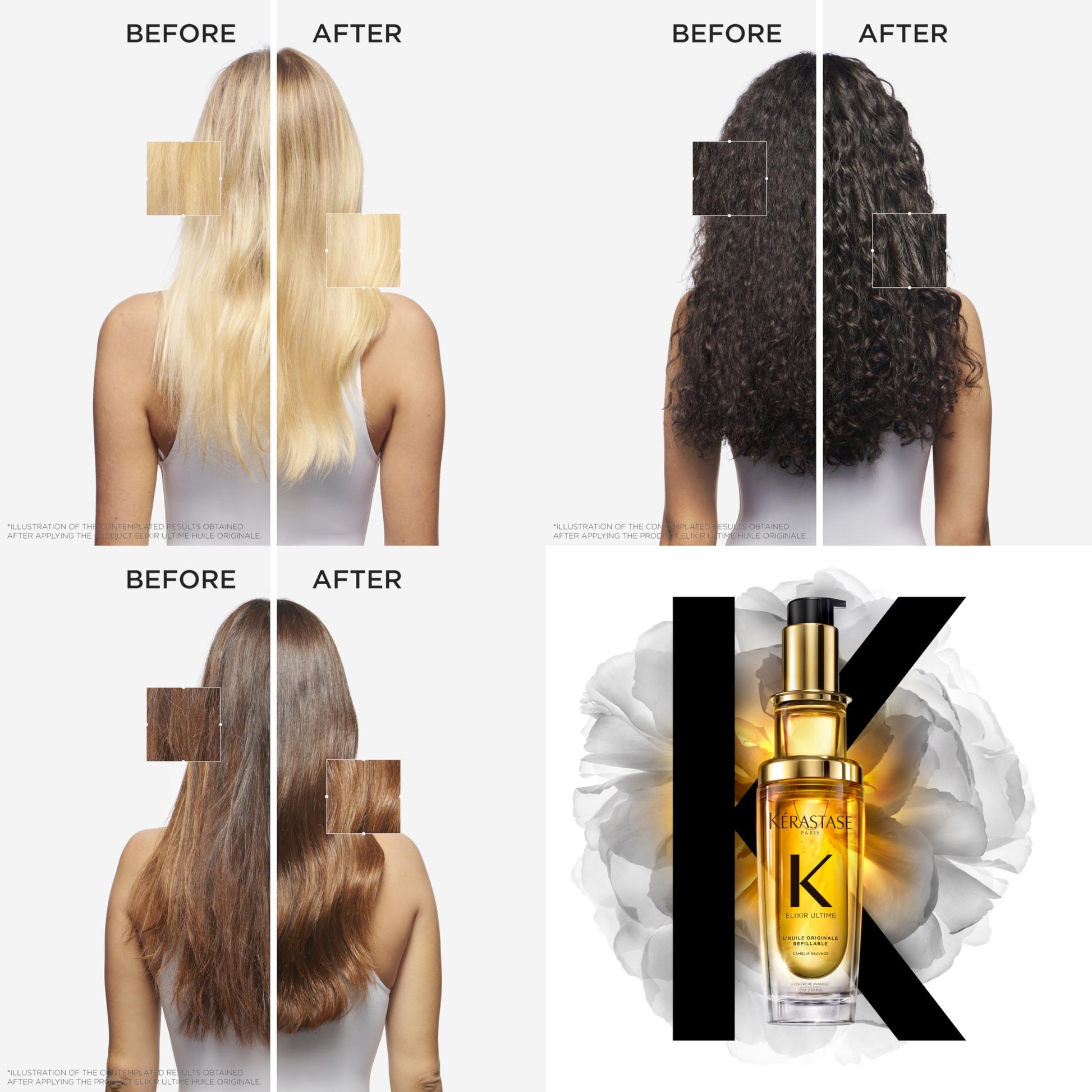 Kérastase Elixir Ultime L'Huile Original Hair Oil, Hydrating Oil Serum to Smooth Frizz and Add Shine, With Wild Camellia, Strengthens and Provides Heat Protection, All Hair Types - Available at All In One Marketplace Canada