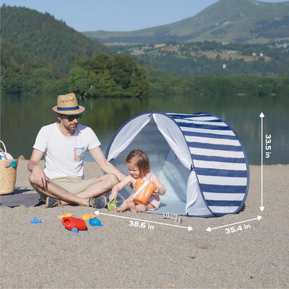 Babymoov Anti-UV Baby & Toddler Beach Tent, Pop-Up Sun Shade Shelter with UPF 50+ Protection, Portable Outdoor Canopy, Ventilated Shade, Floor Mat & Carry Bag, Marine Babymoov