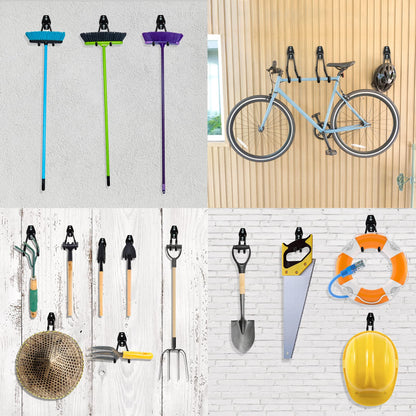 Garage Hooks Heavy Duty Utility Steel with Anti-Slip Coating Wall Mount Storage Organizer for Hanging Power and Garden Tools, Ladders, Hose, Bikes, Ropes, Bulk Items, and More (12 Pack Orange) - Available at All In One Marketplace Canada
