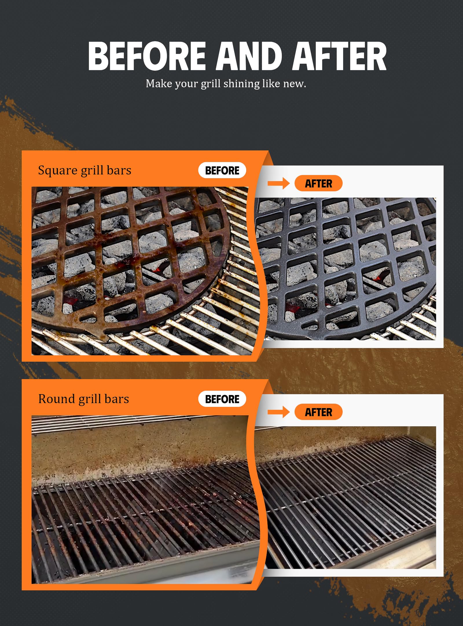 MEKER Grill Brush Bristle Free, Grill Cleaner Brush with 5 BBQ Replacement Head for Cast Iron, Stainless Steel Grates, Safe Grill Scraper Outdoor BBQ Grill, Black - Available at All In One Marketplace Canada