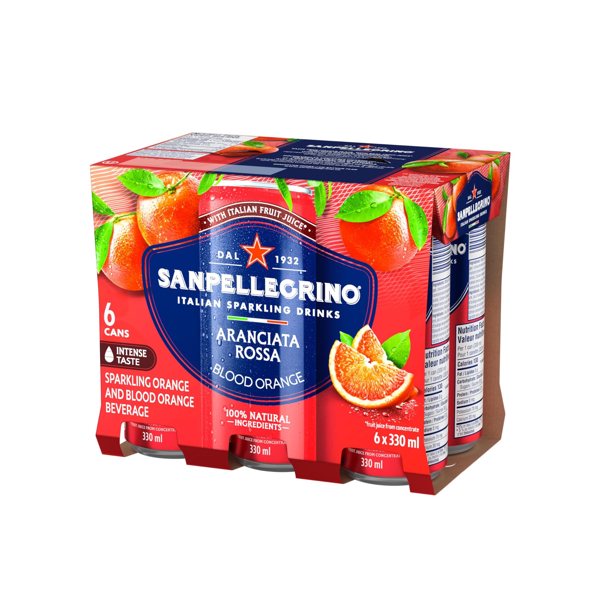 San Pellegrino Naturali Aranciata Rossa Blood Orange Sparkling Beverage, 330 mL Cans (24-Pack)