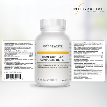 Integrative Therapeutics Iron Complex – Iron Blend Supplement with Folic Acid, Vitamin C and B12 – Supports Red Blood Cell Production & Helps Prevent Anemia - 90 Softgels
