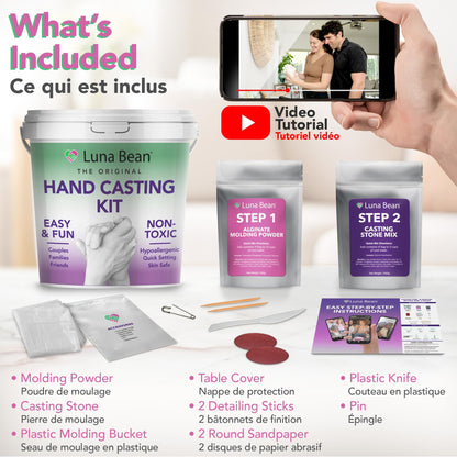 Luna Bean Hand Casting Kit – The Original Hand Mold Kit – Anniversary Engagement Gifts for Women Men Her Him Couples Wife Boyfriend Girlfriend Wedding Bridal Shower - Available at All In One Marketplace Canada