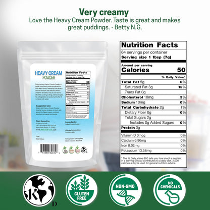 Z Natural Foods Heavy Cream Powder - 1 lb Shelf-Stable Powdered Cream for Coffee, Baking & Cooking