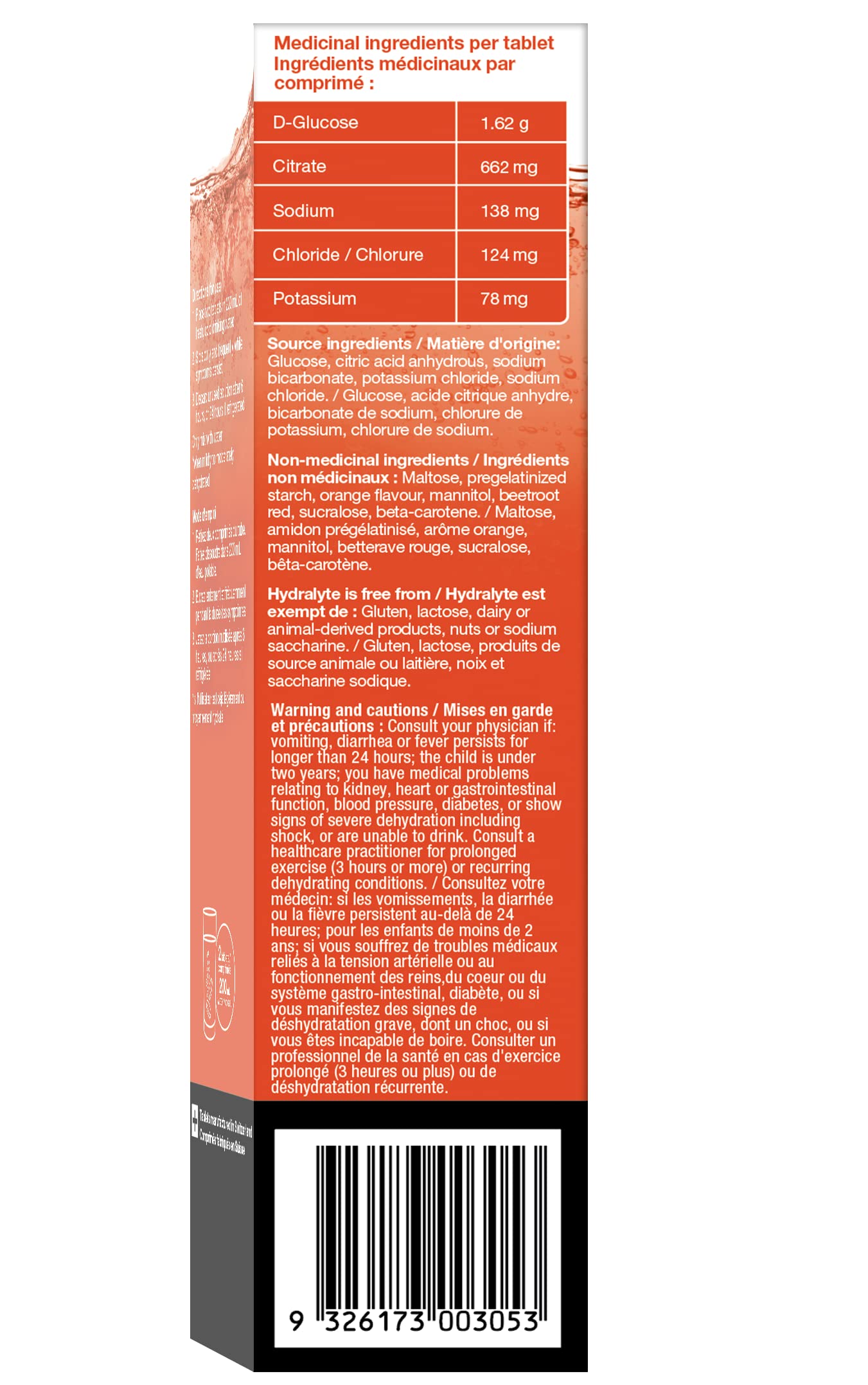 Hydralyte Electrolyte Tablets | Blood Orange Flavored Electrolytes | Pre-Workout and Post-Workout Hydration Solution to Enhance Performance and Maximize Recovery | (2 Tablets per Serving, 40 Count) - Available at All In One Marketplace Canada