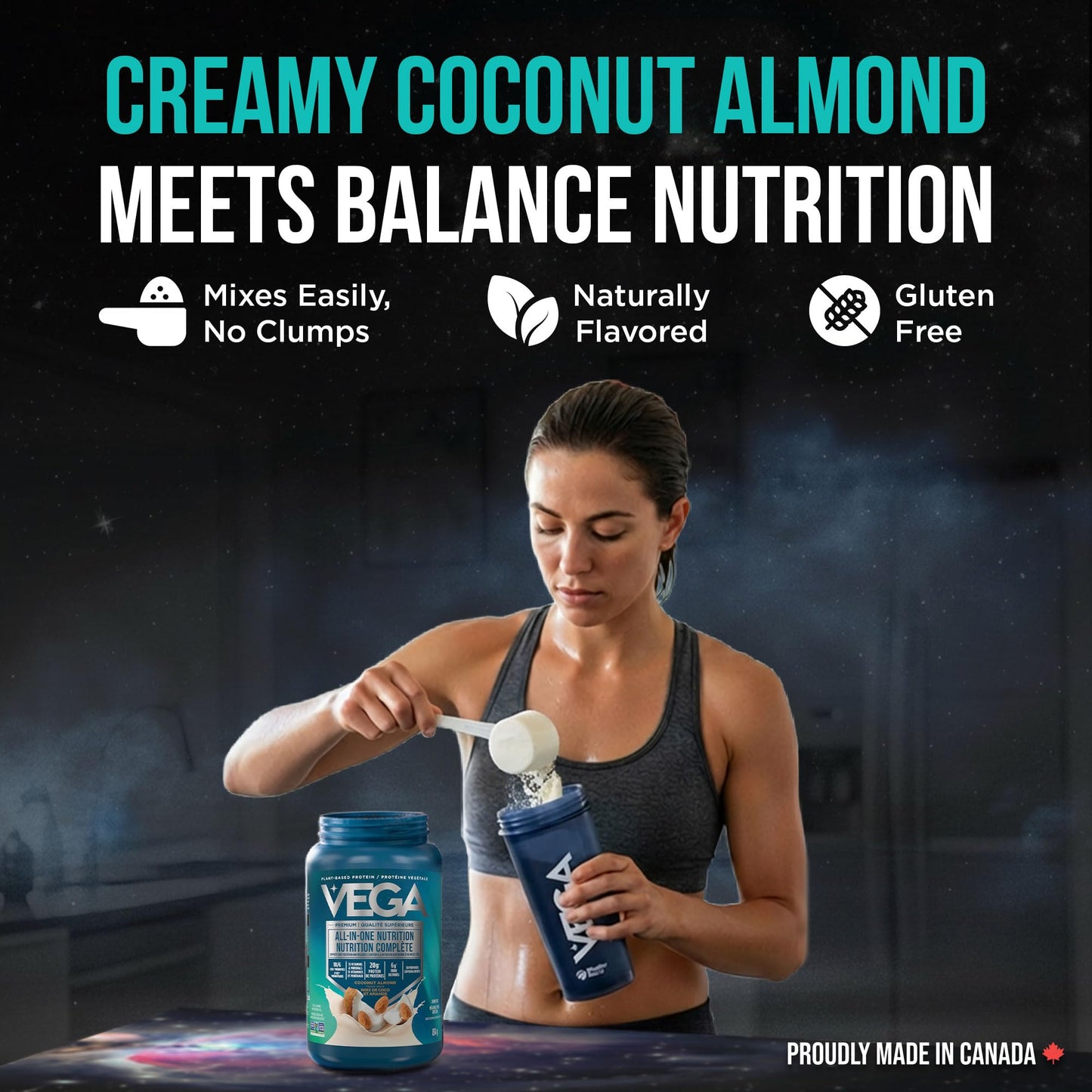 Vega Premium All-in-One Nutrition Protein Powder – 20g Plant-Based Vegan Protein, Vitamins & Probiotics, Coconut Almond, 834g (20 Servings) 🍁 All In One Marketplace Canada