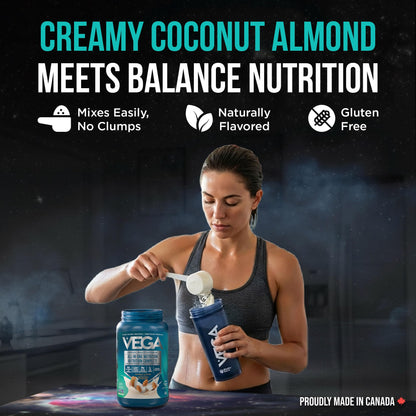 Vega Premium All-in-One Nutrition Protein Powder – 20g Plant-Based Vegan Protein, Vitamins & Probiotics, Coconut Almond, 834g (20 Servings) 🍁 All In One Marketplace Canada