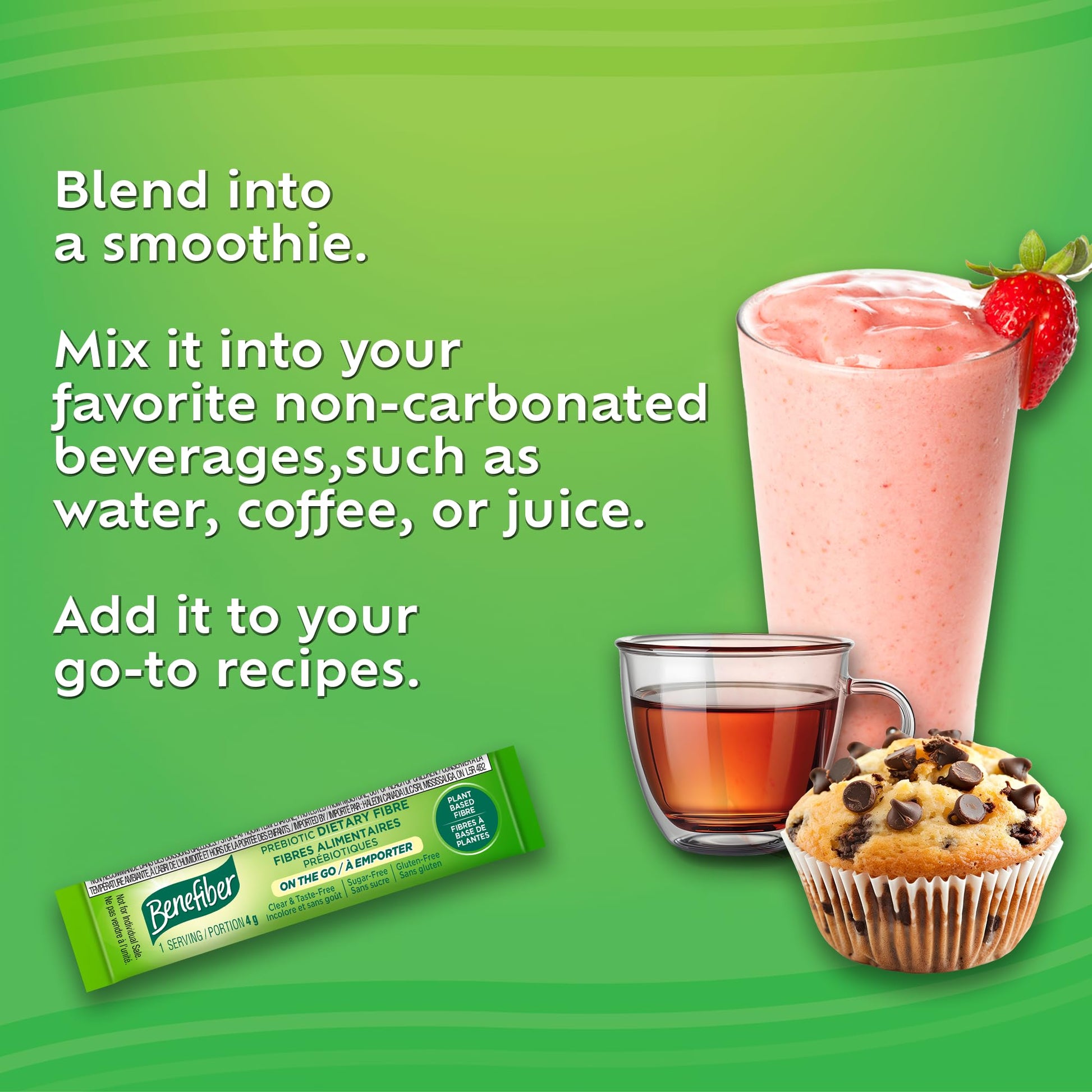 Benefiber Prebiotic Fibre Supplement Powder, Promotes Good Gut Health, Unflavoured & Completely Clear, Dissolves in Drinks & Food, Plant‑Based, Sugar‑Free, Gluten‑Free, Non-GMO, Daily Soluable Fibre Supplement, (28 Stick Packs) - Available at All In One Marketplace Canada