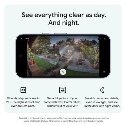 Google Nest Cam Outdoor (Wired, 2nd gen) - 2K Video and Gemini - 1-Pack