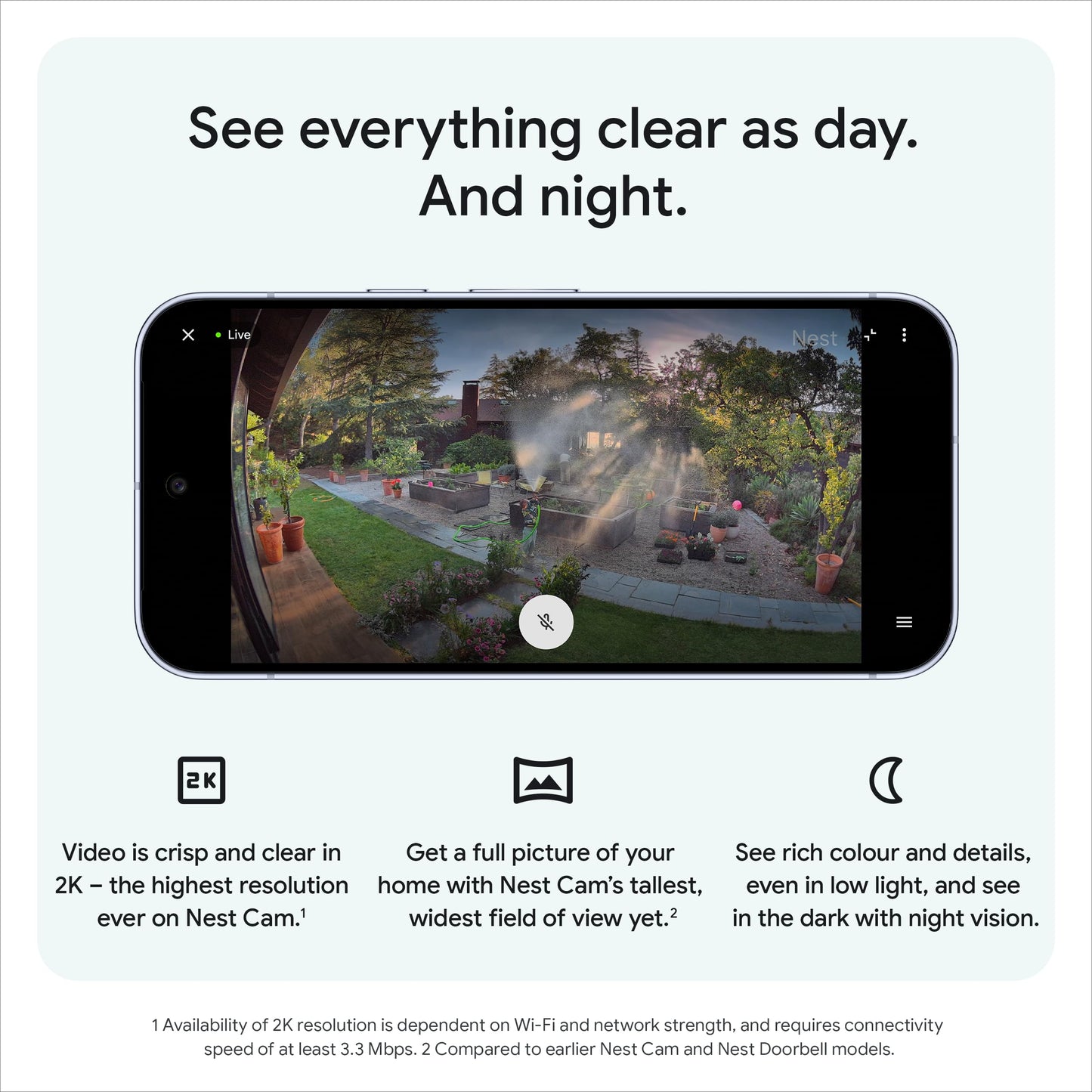 Google Nest Cam Outdoor (Wired, 2nd gen) - 2K Video and Gemini - 2-Pack