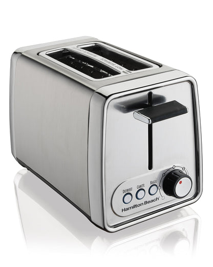 Hamilton Beach 2-Slice Toaster, Chrome, Extra-Wide Slot Toaster with Bagel & Defrost Functions, Shade Selector, Cancel Button, Toast Boost, Auto Shutoff, 22791C