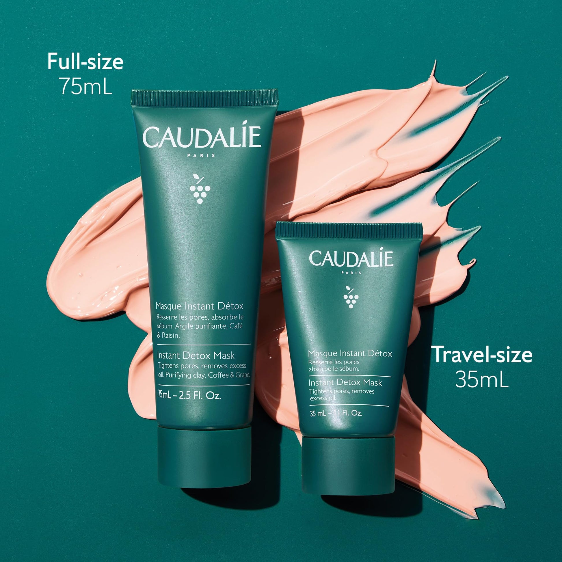 Caudalie Instant Detox Mask 75ml - Cleanse and visibly tighten pores in 10 minutes, with Pink Clay and Caffeine for more Luminous, Clearer-Looking Skin, Fragrance-free and Vegan - Available at All In One Marketplace Canada