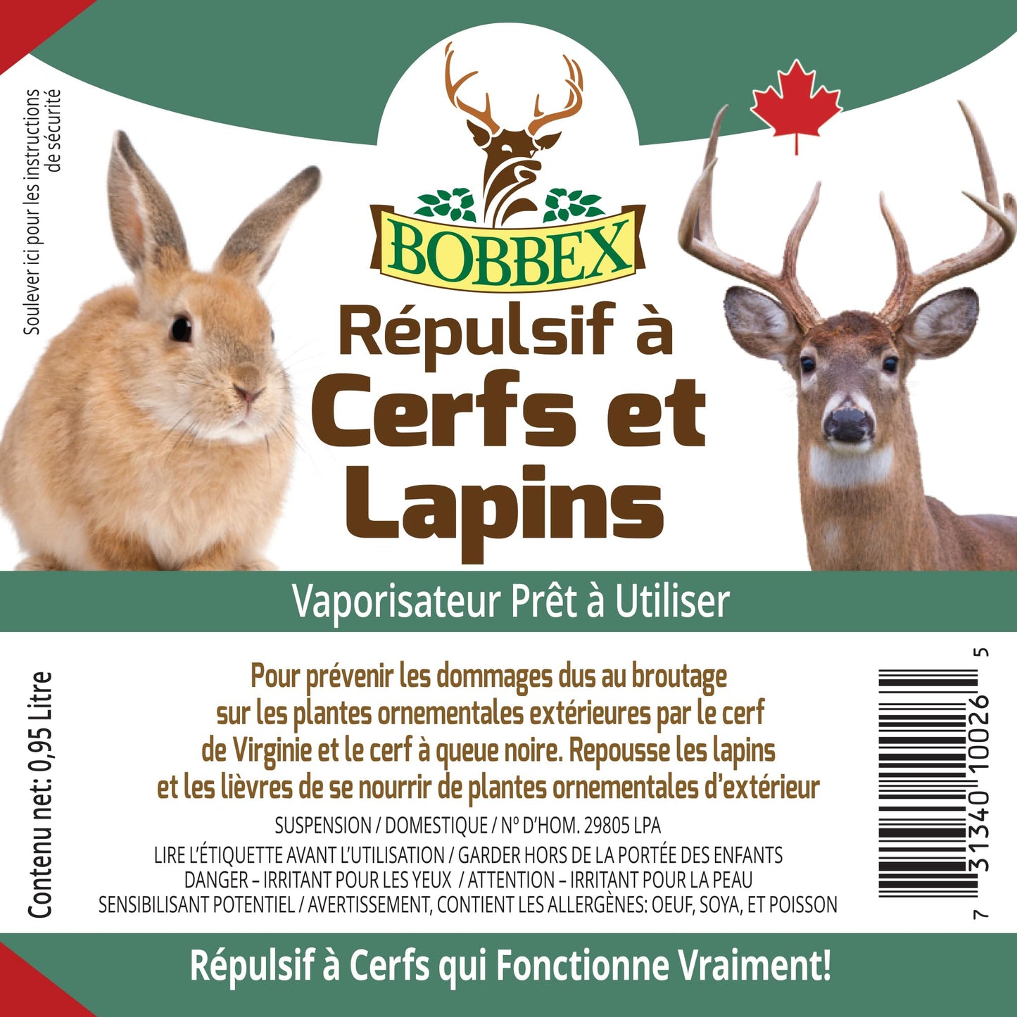 Bobbex Deer & Rabbit Ready to Use 0.95 Liter - Available at All In One Marketplace Canada