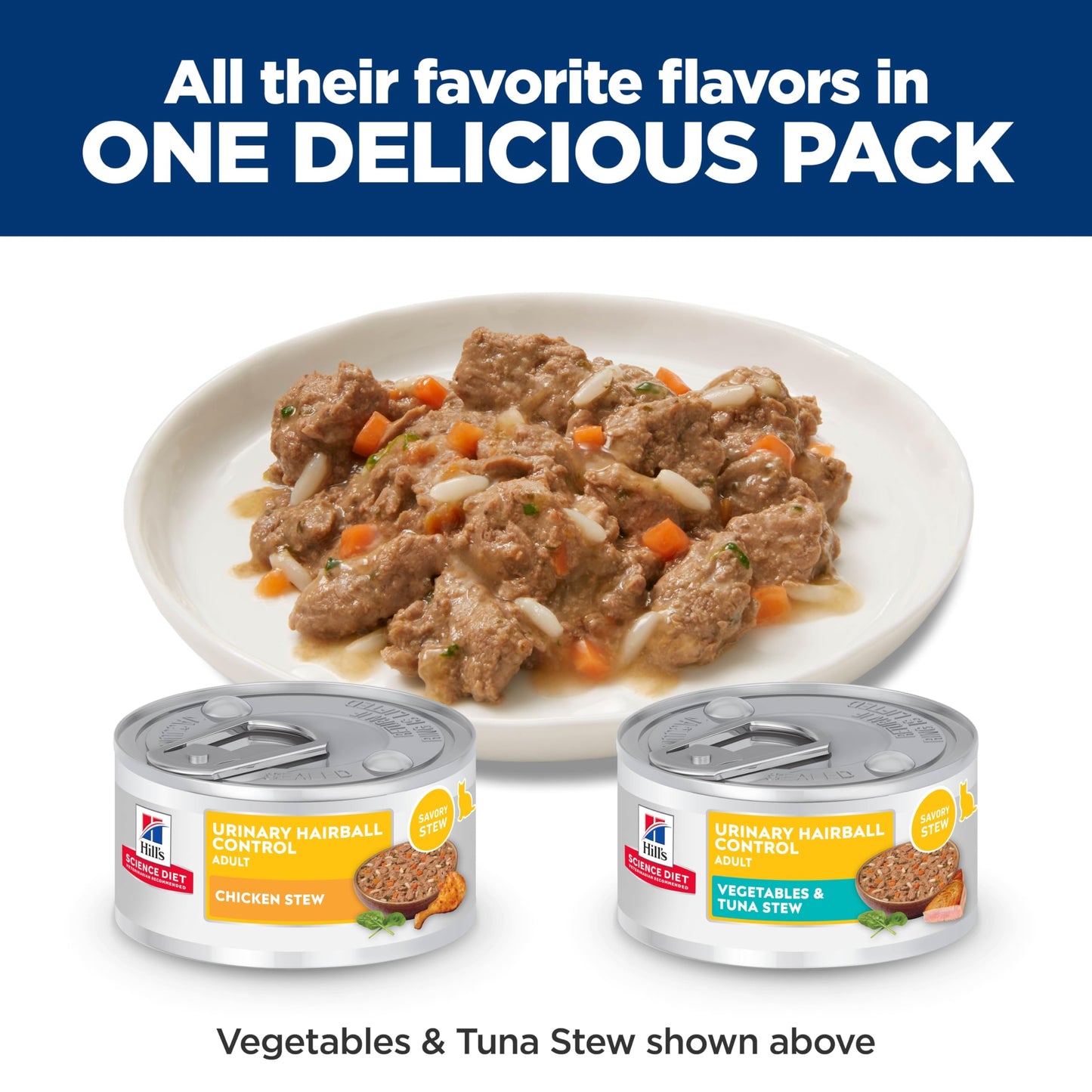Hill's Science Diet Adult Urinary and Hairball Control Stew Wet Cat Food, 2.9-oz can, case of 12