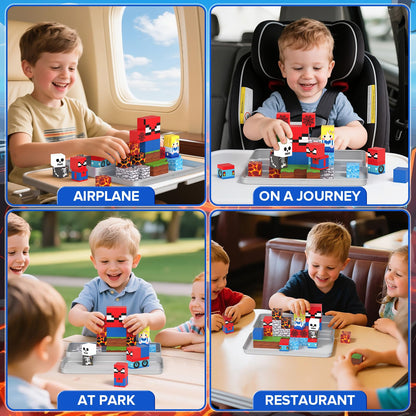 HtZestToysiop 35PCS Magnetic Blocks Travel, STEM Educational Mini Magnetic Blocks with Portable Iron Box, Christmas Birthday Gifts for Boys & Girls Ages 3 4 5 6 7 8, Spider 🍁 All In One Marketplace Canada