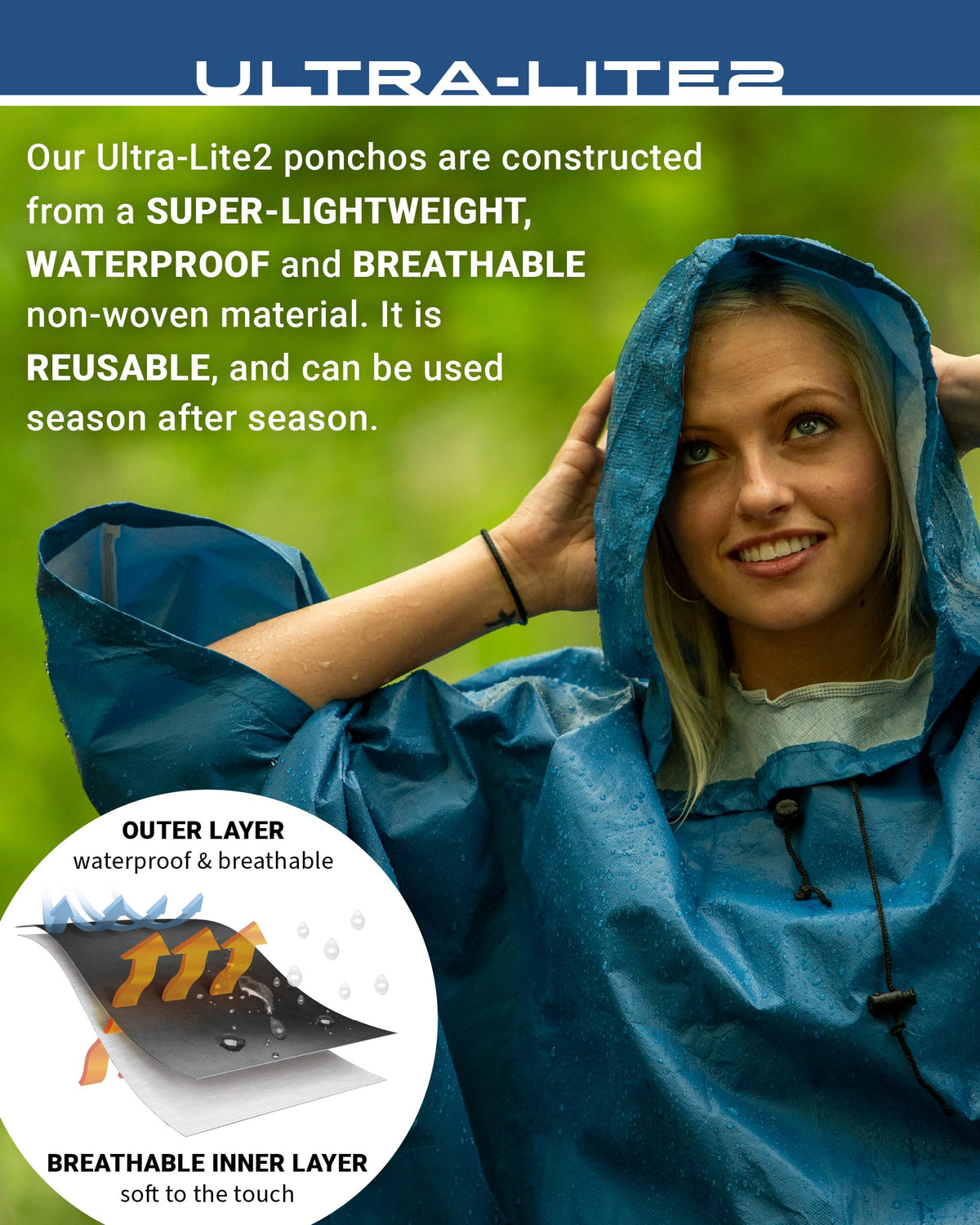 FROGG TOGGS Ultra-lite2 Waterproof, Breathable Rain Poncho, Adult and Youth Sizes, Khaki, One Size