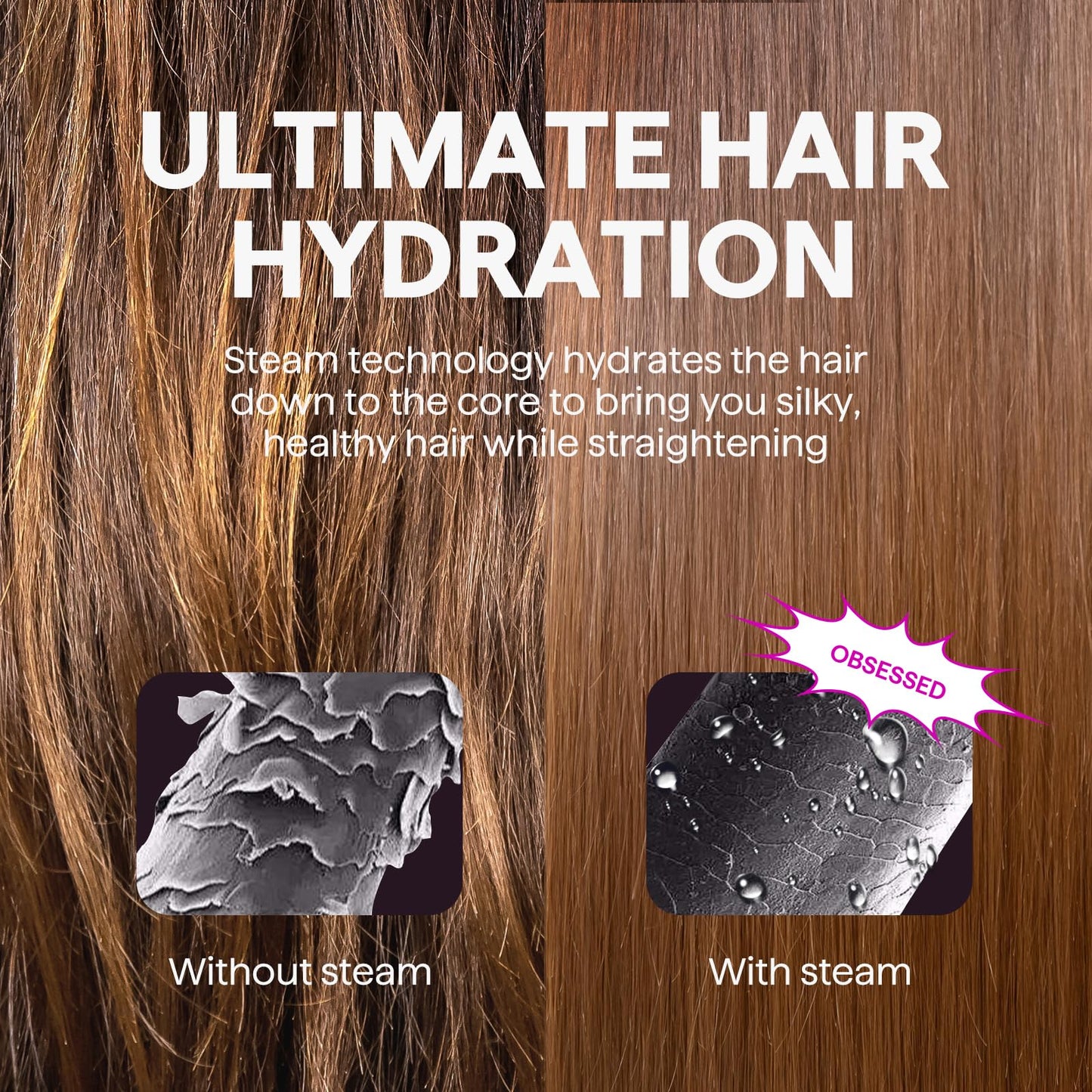 Wavytalk Pro Steam Hair Straightener Brush, Steamline Pro 3 in 1 Straightening Brush, Steam Reduces Damage, Nourishes Hair, and Expedites Straightening - Available at All In One Marketplace Canada