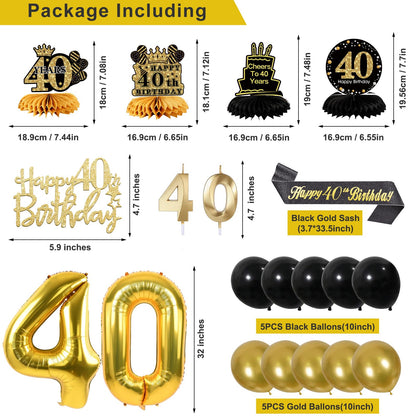 40th Birthday Decorations for Men, Black Gold 40th Party Decoration Set 🍁 All In One Marketplace Canada