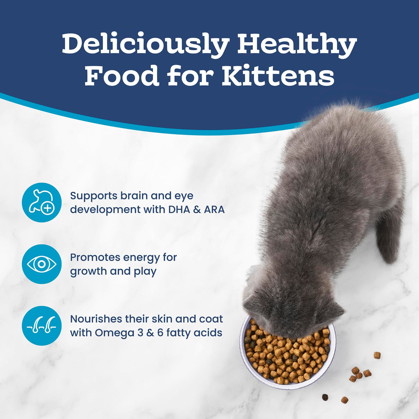 Blue Buffalo Tastefuls Chicken & Brown Rice Recipe Dry Cat Food for Kittens 2–12 Months, Real Chicken First, Deliciously Healthy Natural Kitten Food with DHA, Taurine, and Natural Ingredients, 3.1kg
