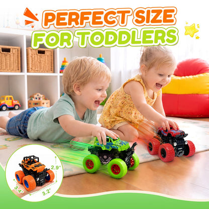 Monster Truck Toys, 4 Pack Friction Powered Toy Cars Push and Go Truck Toys for Toddlers Kids Ages 2-4 3-5 4-7 Best Christmas Birthday Gift Party Favors for Boys and Girls 2 3 4 5 6 7 Year Old 🍁 All In One Marketplace Canada