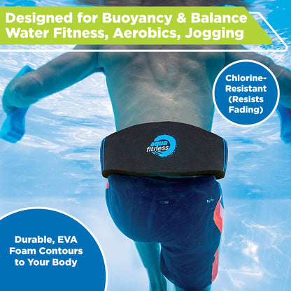 New Aqua Water Fitness Deluxe Flotation Belt – Adult Aquatic Swim Belt for Water Aerobics and Other Pool Exercise – Black/Blue Aqua LEISURE