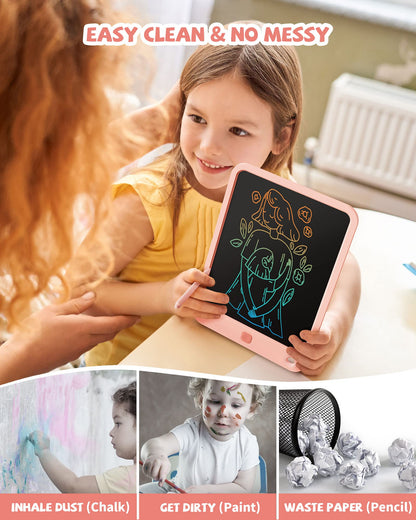 LCD Writing Tablet 10 Inch, Colorful Electronic Doodle Board Drawing Tablet, Memo Board, Drawing Pads with Lanyard, Travel Educational Toys Gifts for Kids Toddlers Age 3 4 5 6 7 8 9 Years Girls(Pink