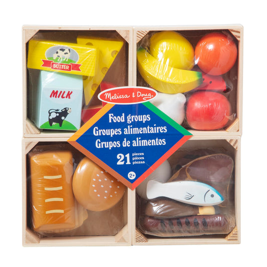 Melissa & Doug Food Groups, 21-Piece Wooden Toys Set of Pretend Play Food & Kids Play Kitchen Accessories, Preschool Toys for Girls & Boys Ages 3+ - Available at All In One Marketplace Canada