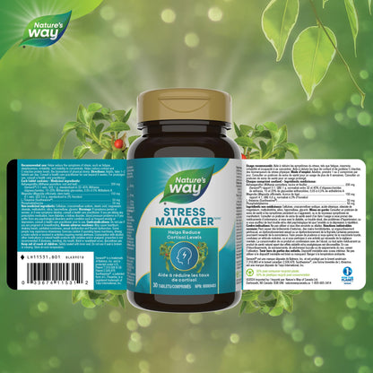 Nature’s Way Stress Manager – Stress Relief Tablets with Ashwagandha, L-Theanine, Magnolia Bark & Phosphatidylserine – Reduces Symptoms of Stress, Fatigue & Sleeplessness – 30 Vegetarian Tablets