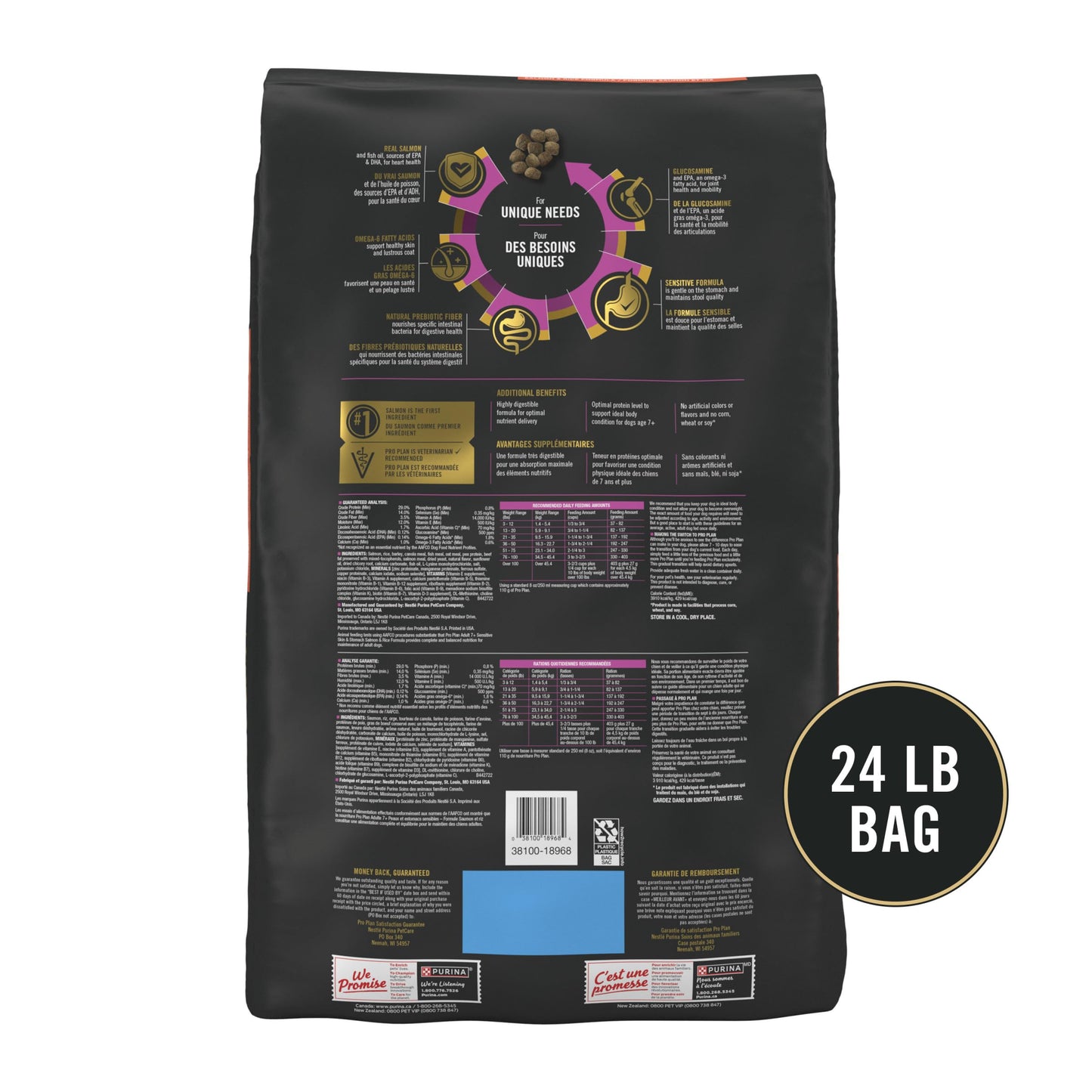 Purina Pro Plan Dry Dog Food, Senior Sensitive Skin & Stomach Adult 7+ Salmon - 10.9 kg Bag (1 Pack) Pro Plan