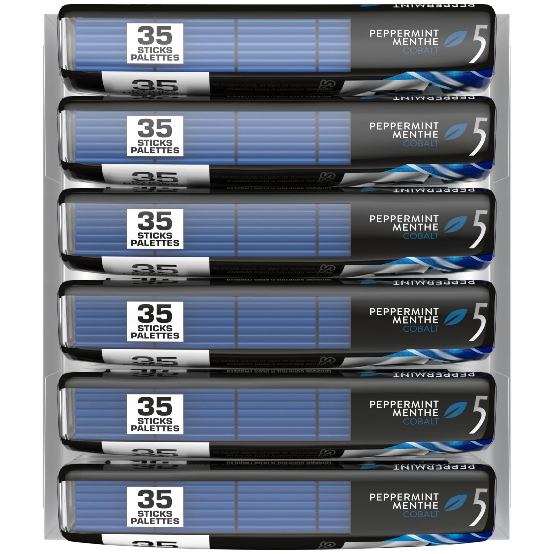 5 GUM Peppermint-Cobalt Sugar-Free Chewing Gum, 35 Sticks (6 Pack)