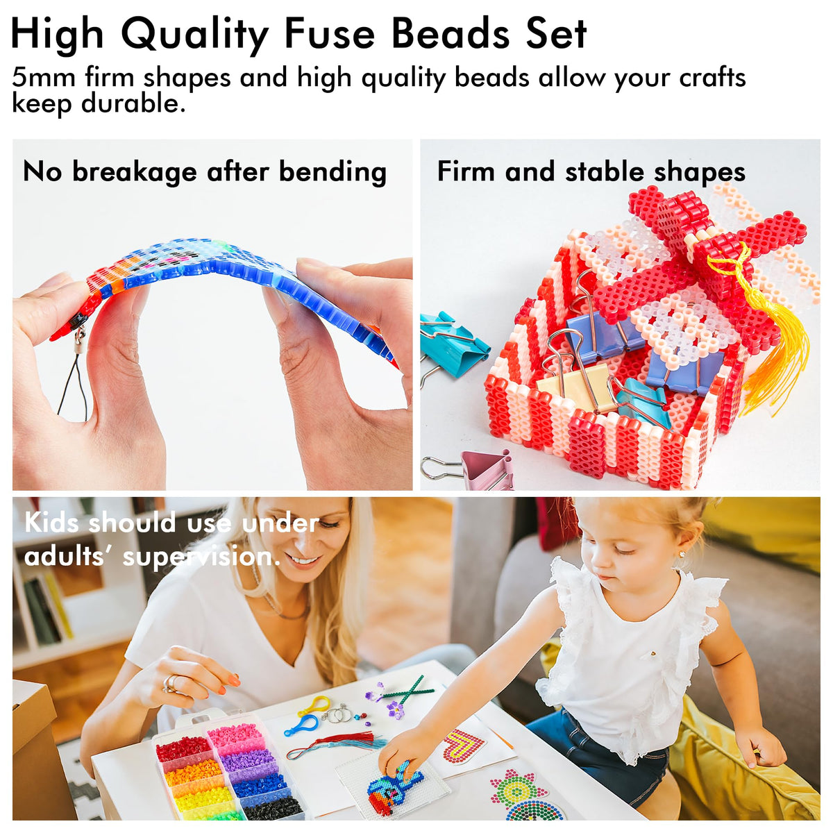 30,000 Fuse Beads Kit-30 Individual Packs of Iron Beads Set with 3 Pegboards, 5 Ironing Paper, 10 Patterns, Gifts for Birthday Christmas, Multicolor 5mm Melty Beads Bulk Refill Kit 🍁 All In One Marketplace Canada