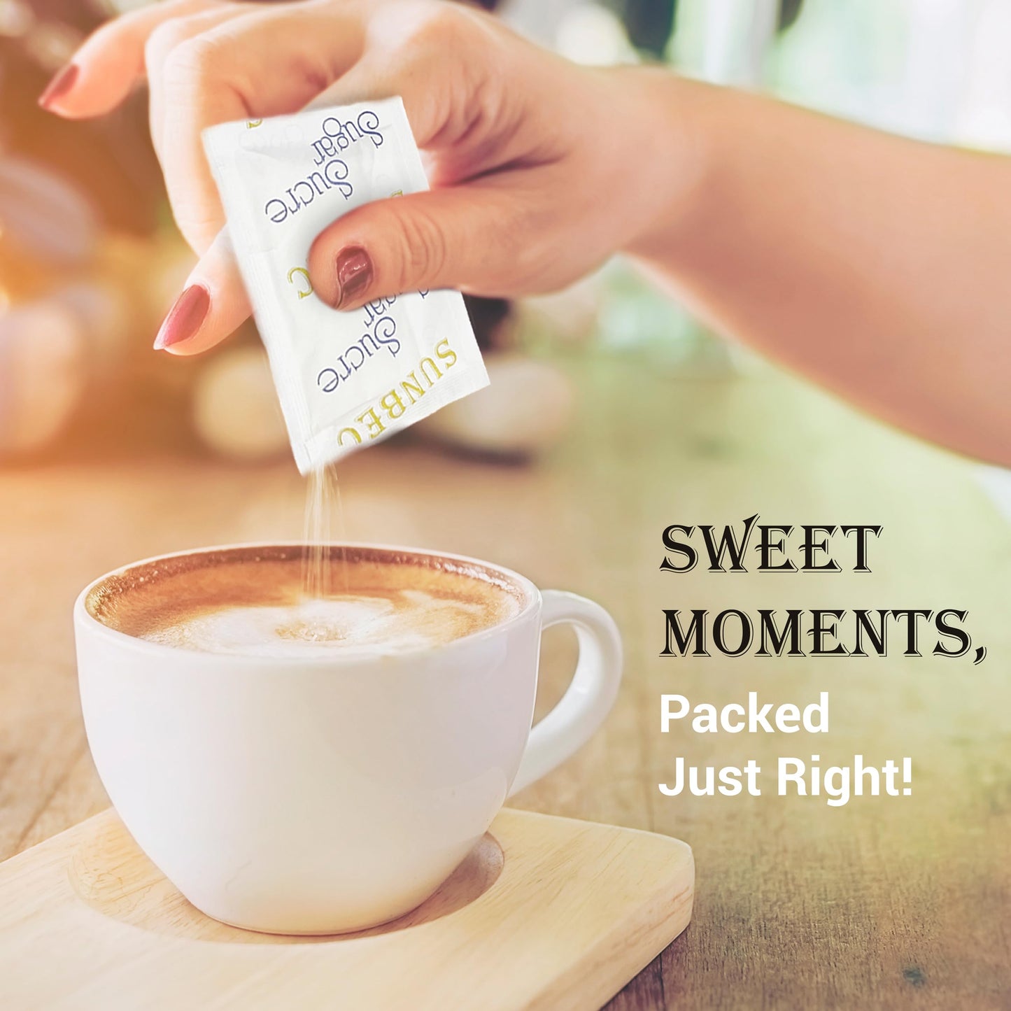SUNBEC Sugar Sachets, 1000 Pack (3.5kg) – Pure Cane Sugar Single-Serve Packets for Beverages and Baking