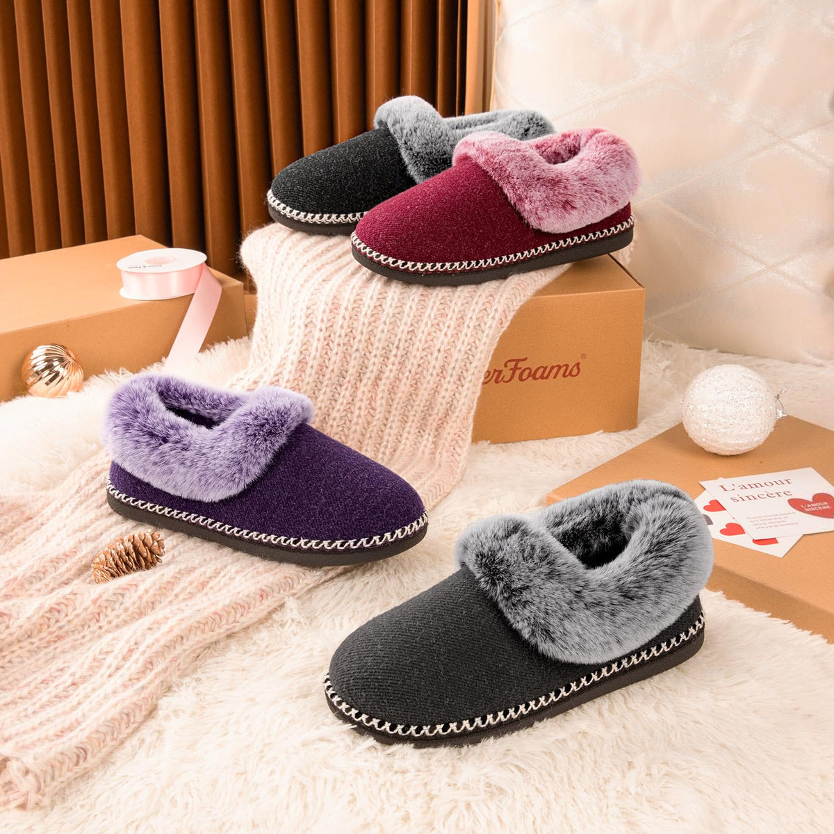 EverFoams Women's Bootie Slippers Memory Foam Dark Gray, Size 7 US 🍁 All In One Marketplace Canada